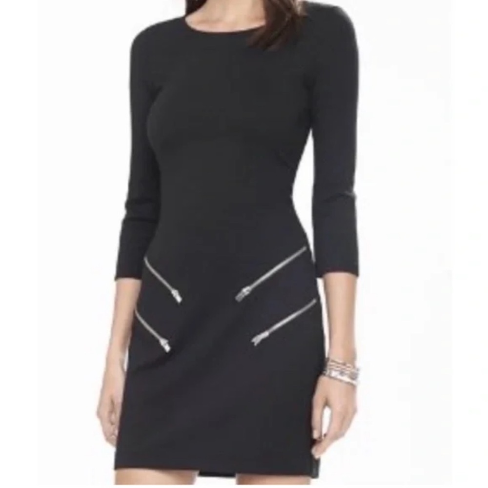 Express | Elegant Black Dress with Zipper Accents